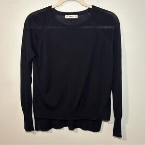 Zara Knit Black Lightweight Mesh Long Sleeve Blouse Size Small